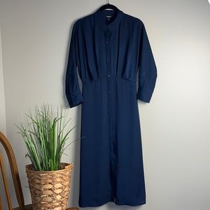 Express Blue Button Up Midi Dress